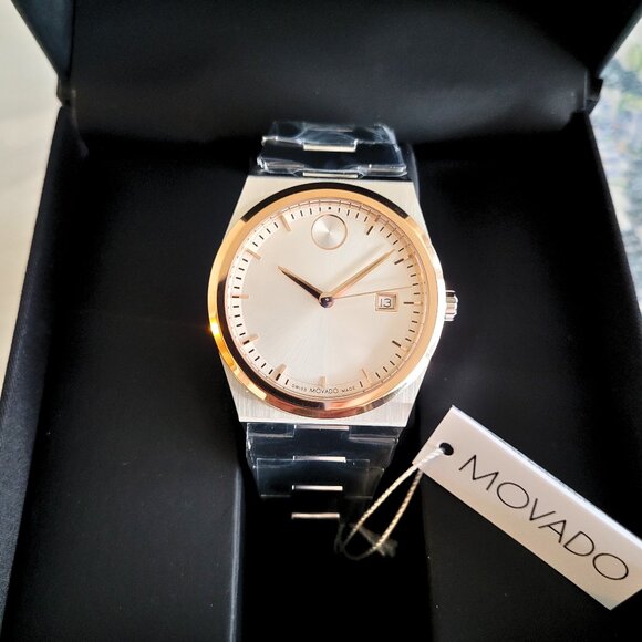 Movado Men's Bold Quest Sunray Rose Gold White Dial Swiss Watch - Picture 2 of 7